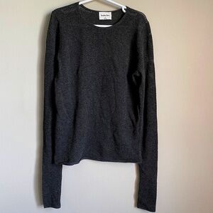 Aritzia Sunday Best Baby Waffle Knit Long Sleeve See-Through Top Charcoal‎ XS
